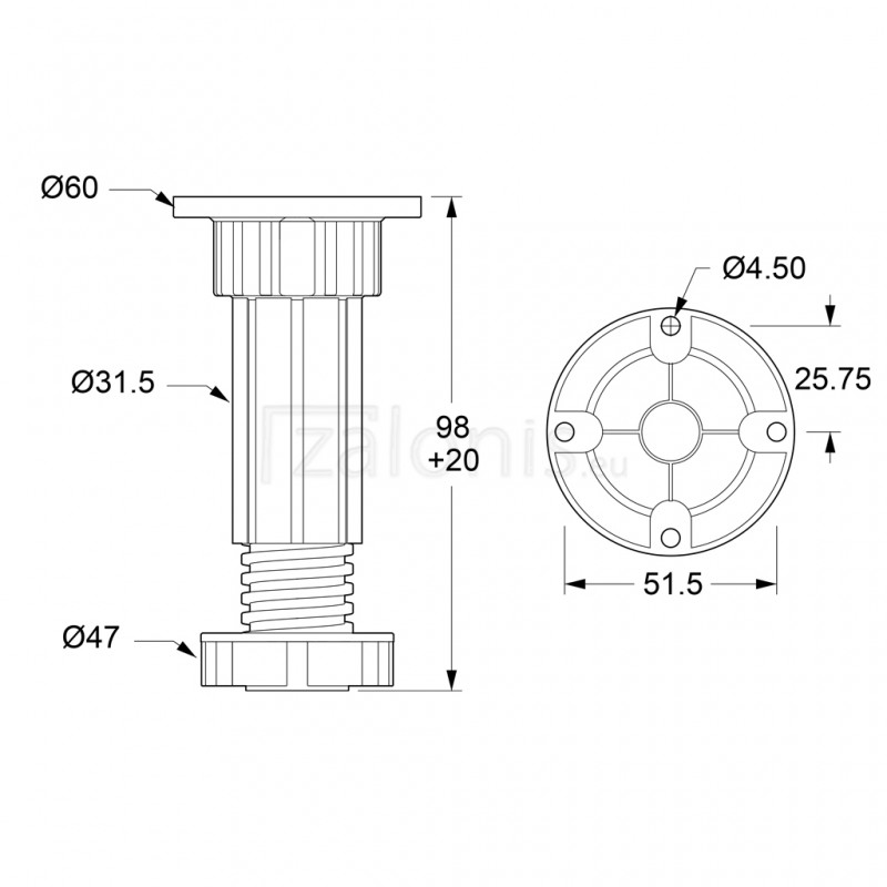 KITCHEN LEG WHITE / 10cm